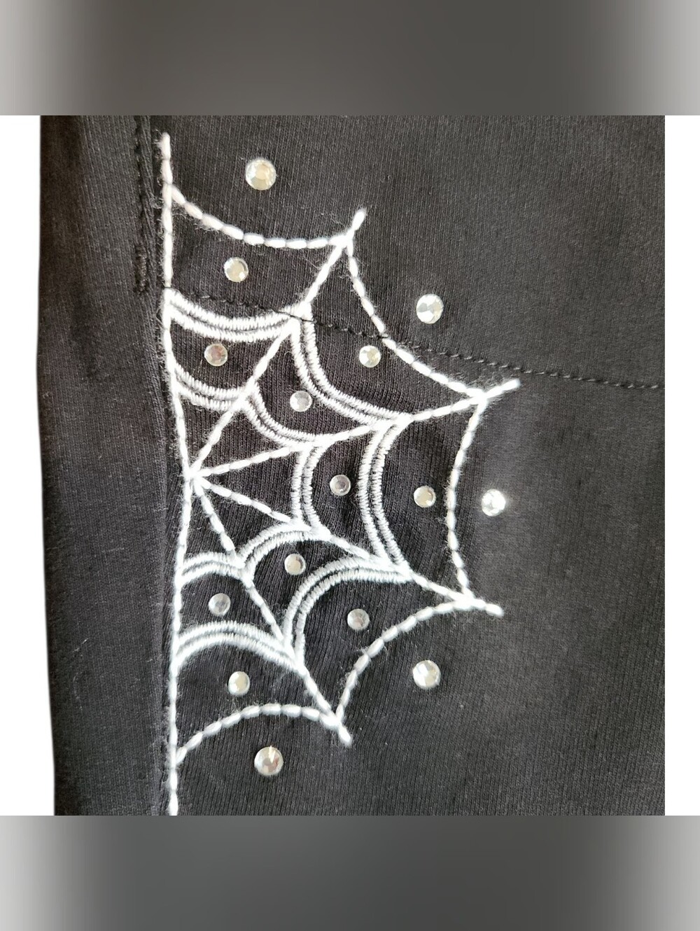Quacker Factory Pull Up Black Pants Size XS spider Web Halloween Goth Punk Witch - Picture 4 of 8